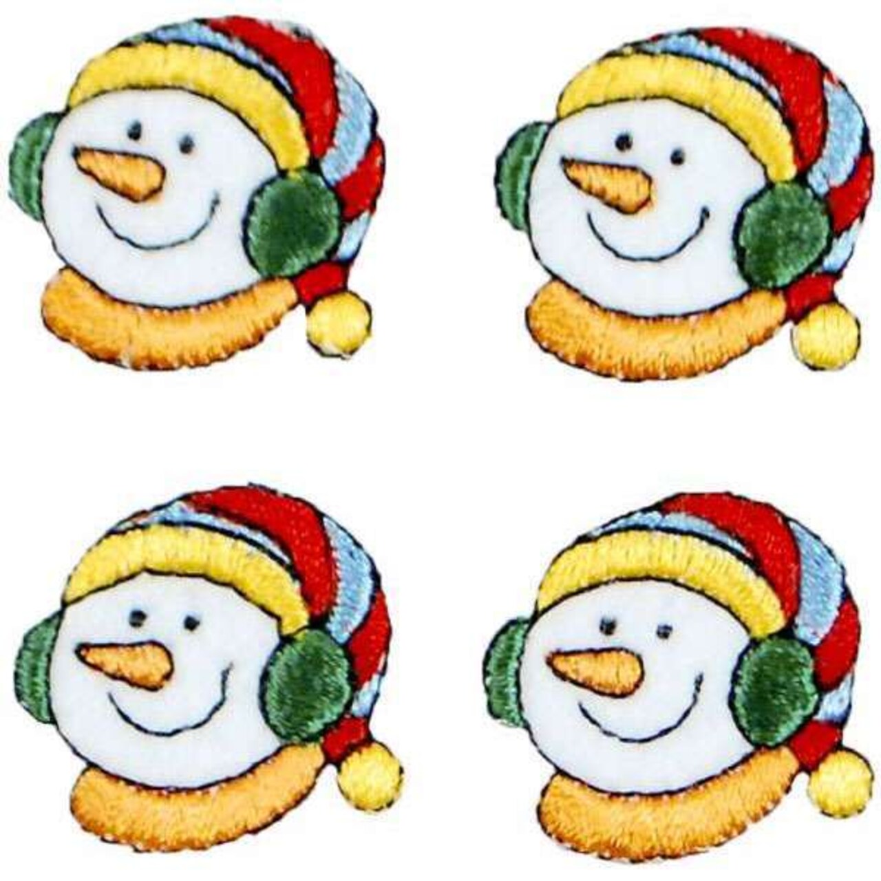 Mini Christmas Snowman with Ear Muffs Iron-on Applique/Patch Pack of 4
